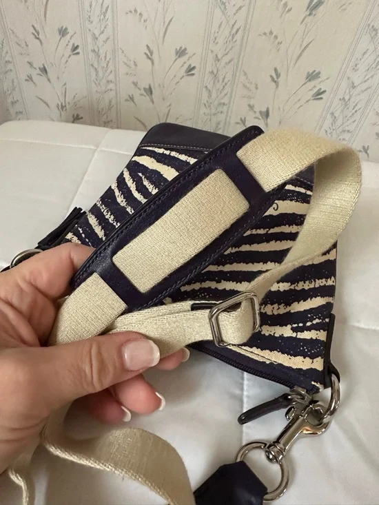 Coach Purple and Cream Zebra-Print Crossbody - Picture 8 of 12
